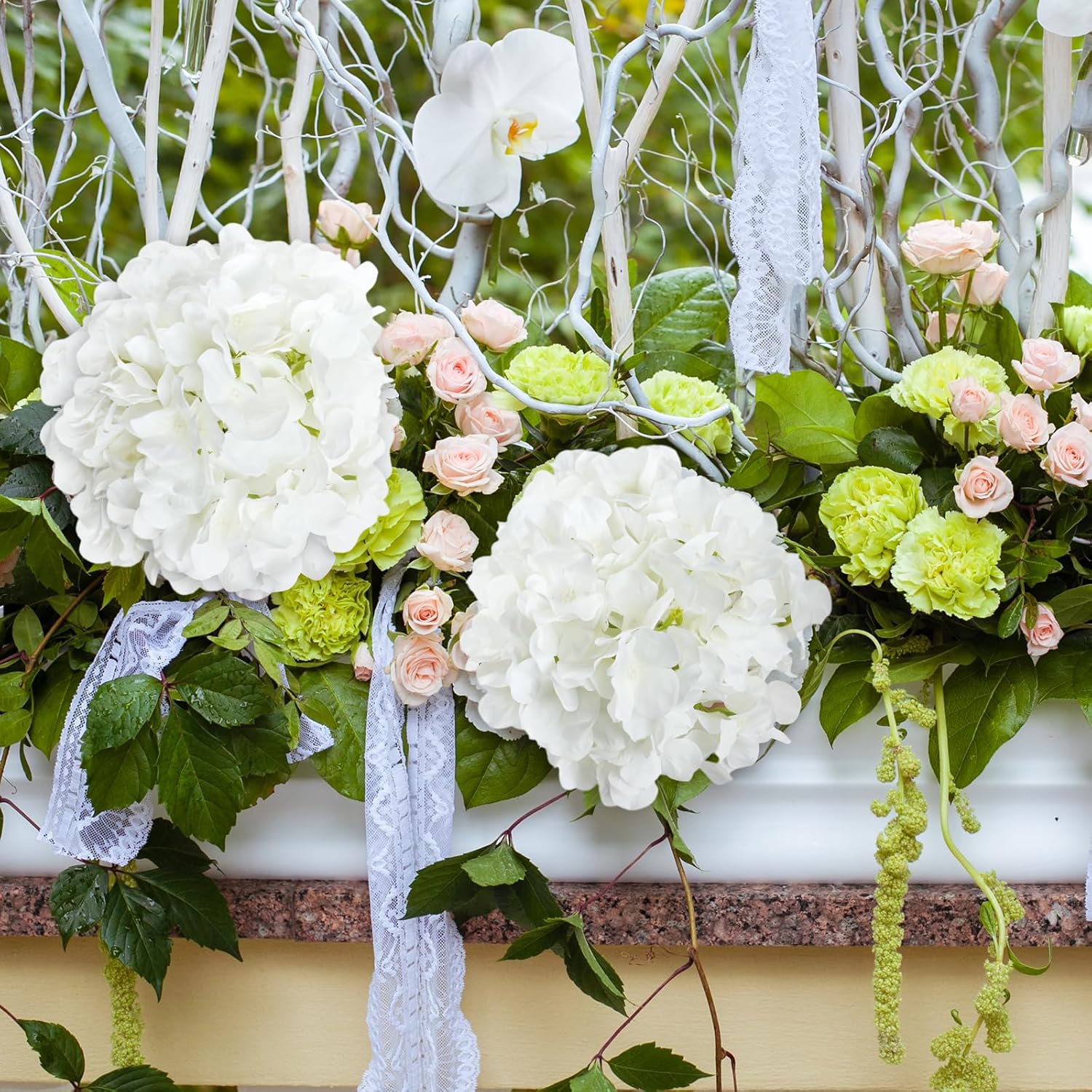 104+100PCS Artificial Hydrangea Flowers with Stems+ Zip Ties,Silk Faux Hydrangea Flowers for Wedding, Home, Porch Decor Outdoor Artificial Hydrangea Heads - Image 7