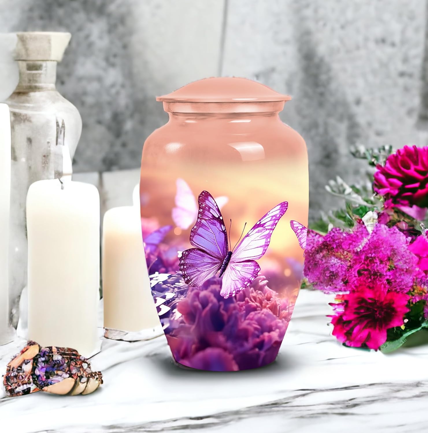 Butterfly Urn - Funeral Urns for Adult Ashes Men - Funeral Urns for Human Ashes - Large Urns for Human Ashes Adult Female - Cremation Urns for Ashes for Women - Cremation Urns (Size-10Inch)