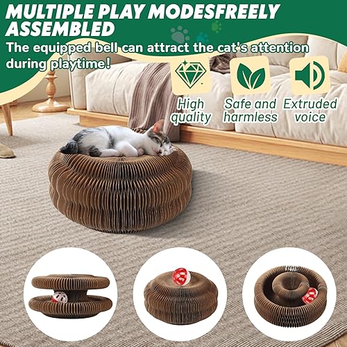 Miniatura 5 de Tablero de rascar del gato del órgano con campana, papel corrugado de pulido del clavo, magnético, empaquetado del bolso