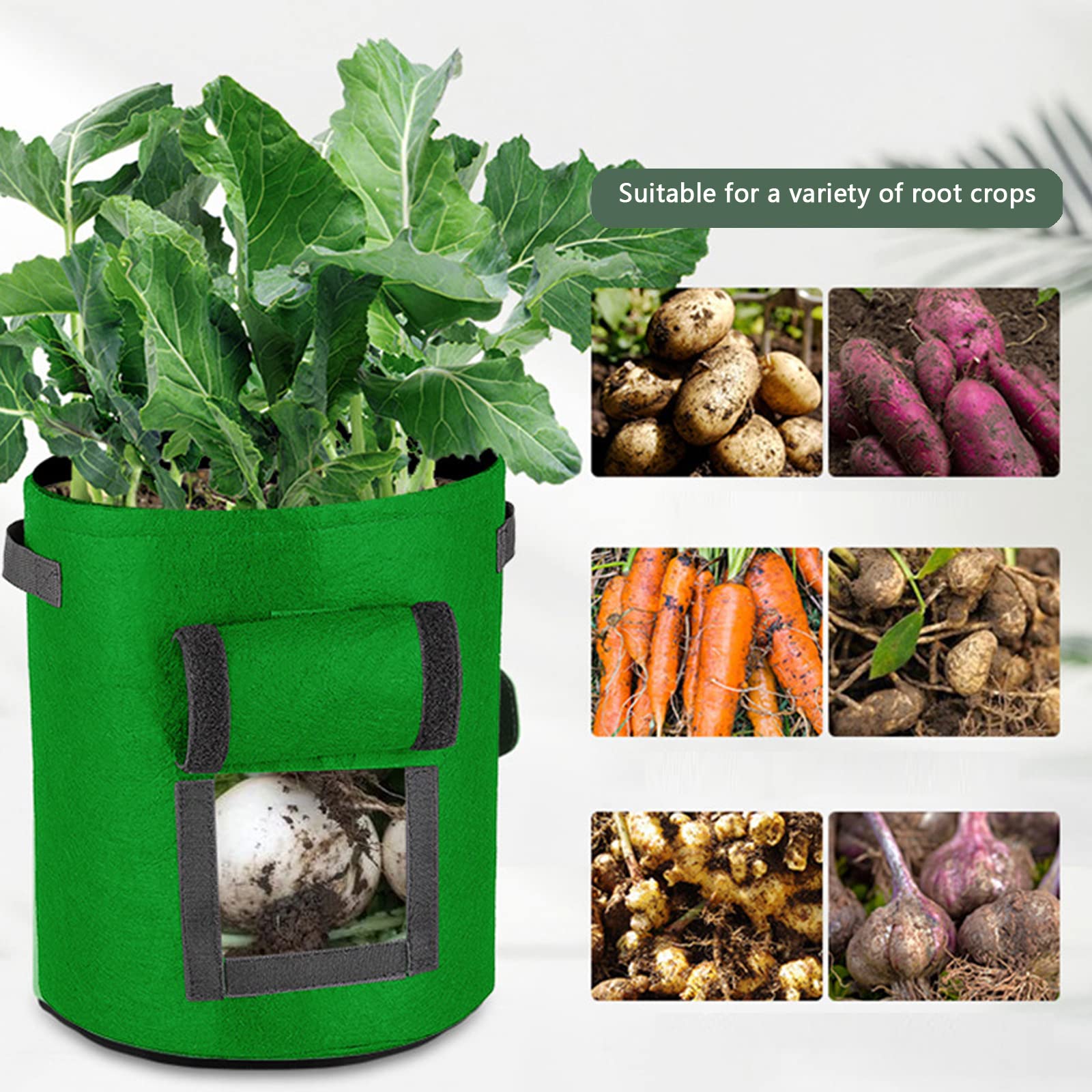 Bolsa de Cultivo de Plantas, 3 PCS Saco de Patatas Contenedor De Cultivo De Tomate con Asas, con Ventana de visión, Bolsa De Siembra De Plantas para Fresa, Flor, Frutas, 25 * 30cm