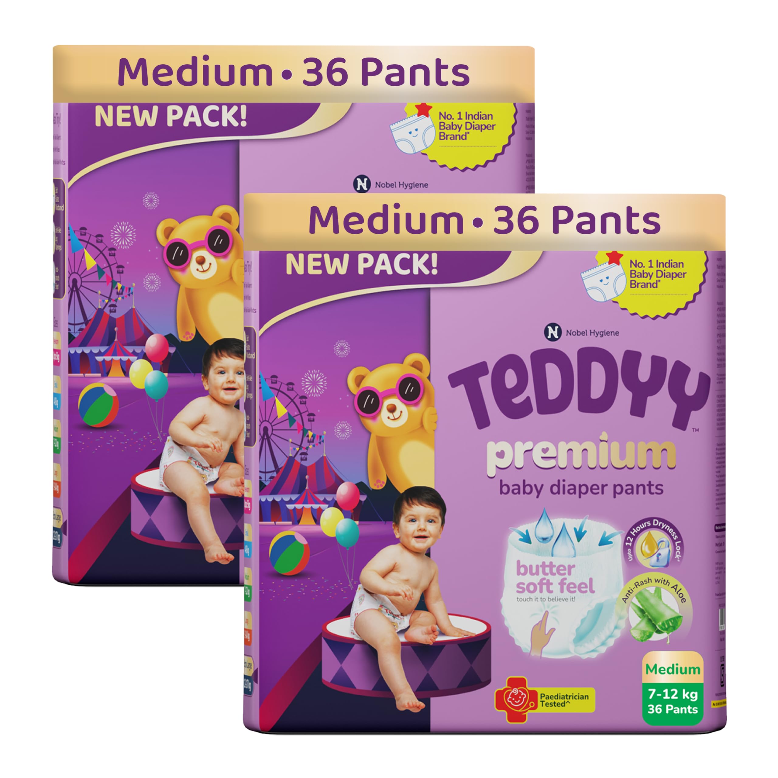 Teddyy Premium Baby Diaper M size, Pant Style | Medium (7-12 kg), 72 Pants | Butter Soft Feel, Anti-Rash with Aloe Vera, 12 Hours Dryness Lock-image-21