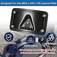 Vista 2 de 3148 Soporte de placa de matrícula curvado inclinado con marco compatible con Harley Davidson montaje de 3 agujeros (negro)