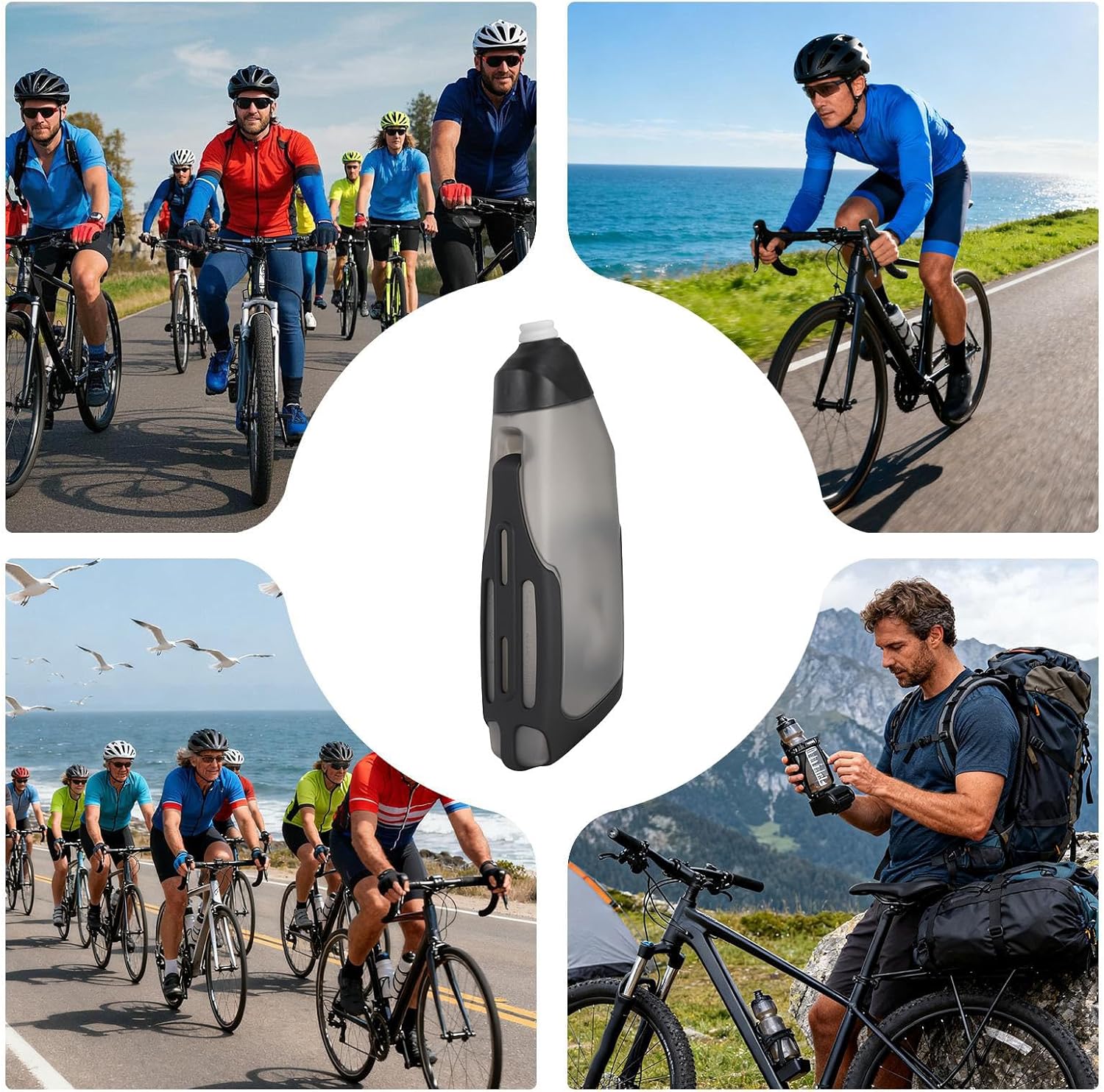 Bicycle Bottle - 600ml Sports Kettle, Cycling Water Bottle Bracket Set | for Sports Gym Workout Travel School Running 600ml Hydration Kettle with Bracket Universal Cage Fit Quick Release Black Matte