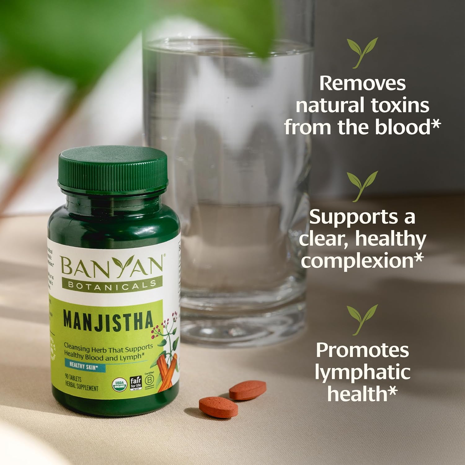 Banyan Botanicals Organic Manjistha – Natural Skin Support & Lymphatic Drainage Supplement – Red Root Blood Cleanse for Clear Complexion – 90 Tablets – USDA Organic, Fair Trade - Image 5