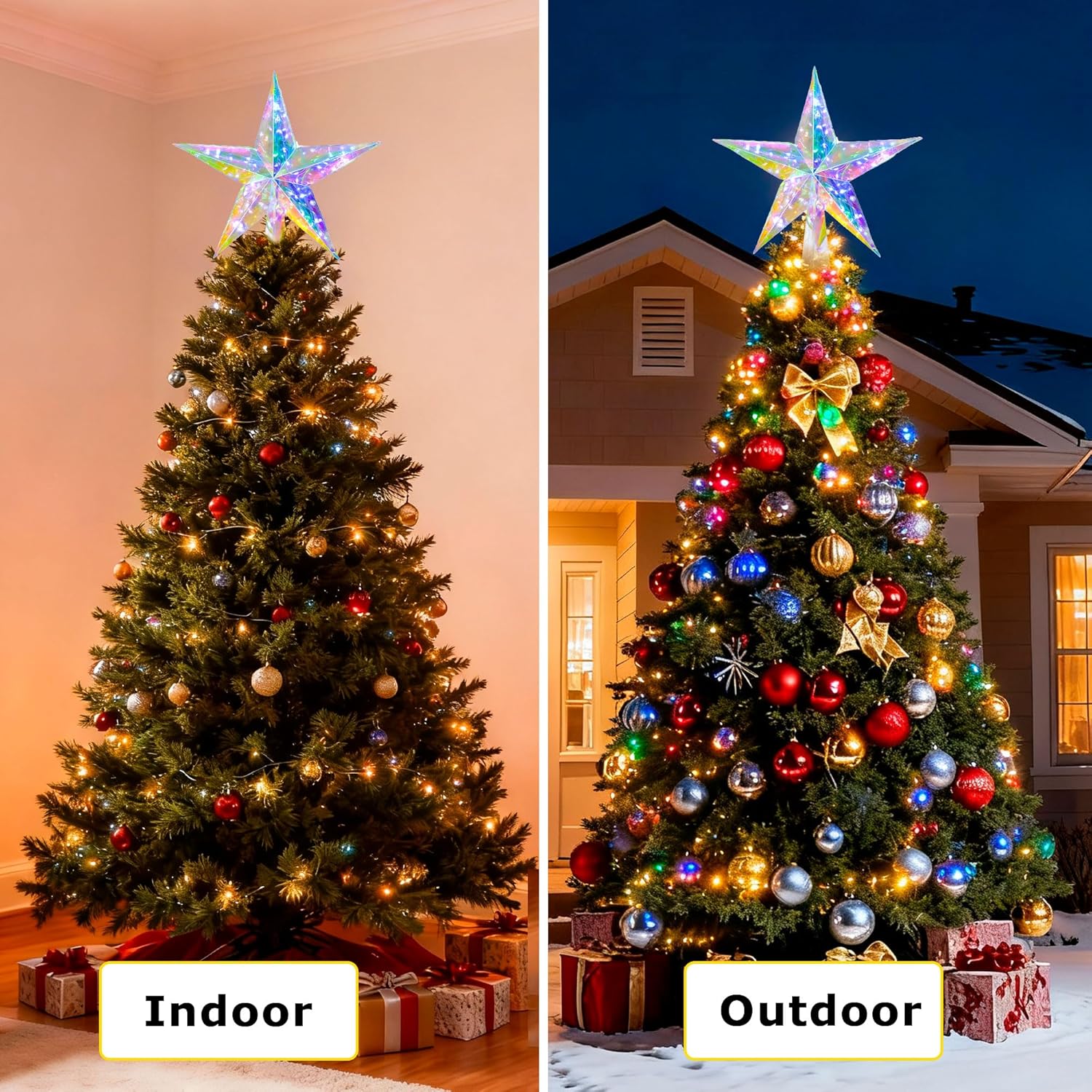 Smart Christmas Tree Topper Star App Control, 11.8" PET Christmas Tree Topper Lighted 20 LEDs RGB Color Changing Lighted Treetop Decorate for Xmas Decorations Ornaments Holiday Party Indoor Decor - Image 3