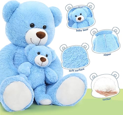 Miniatura 9 de Muiteiur Oso de peluche gigante de 51 pulgadas, peluche de oso grande con gran huella, gran regalo para Navidad, día de San Valentín, decoración de