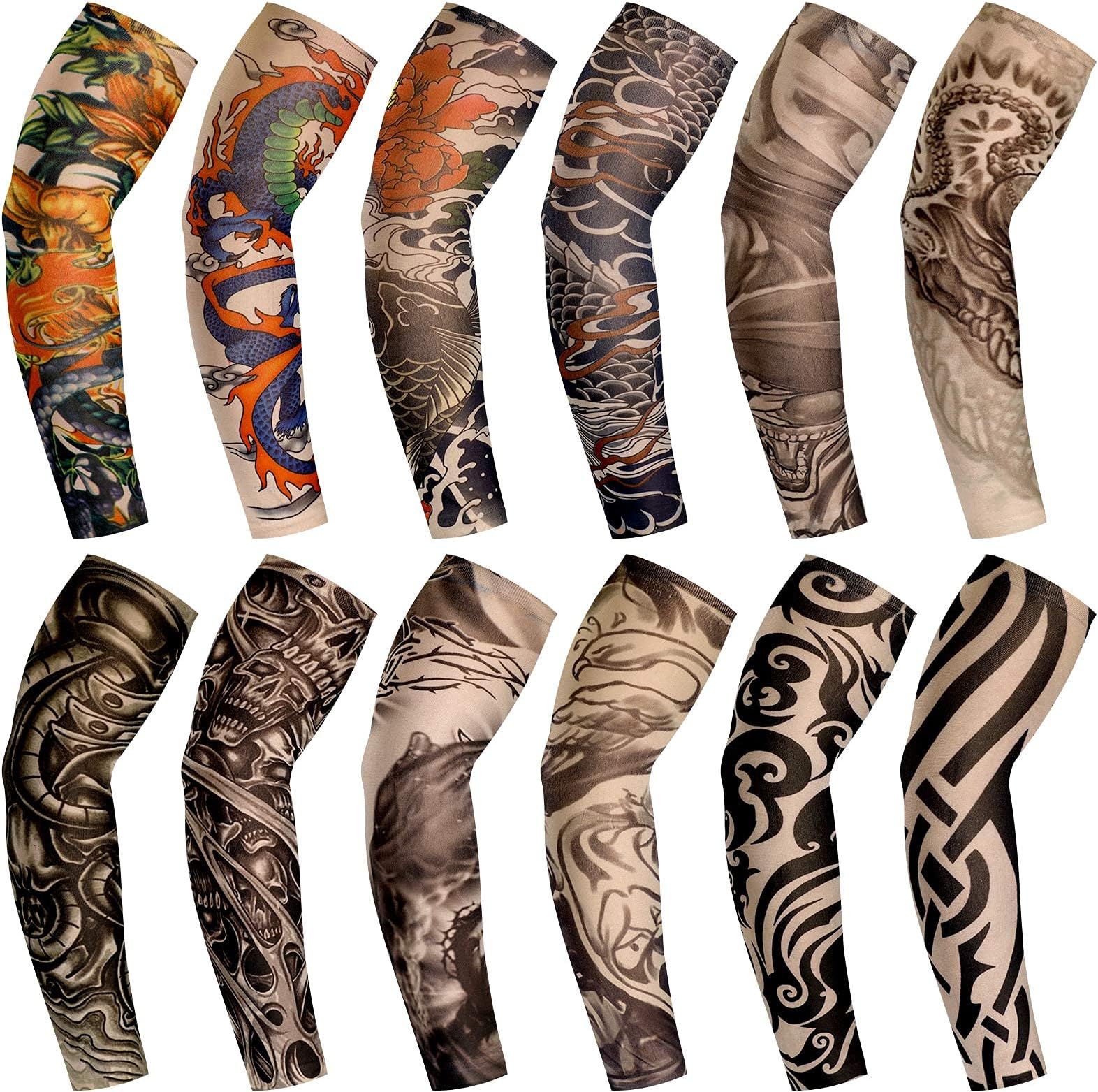 Juland 6 Pcs Temporary Tattoo Sleeves Fake Slip On Tattoo