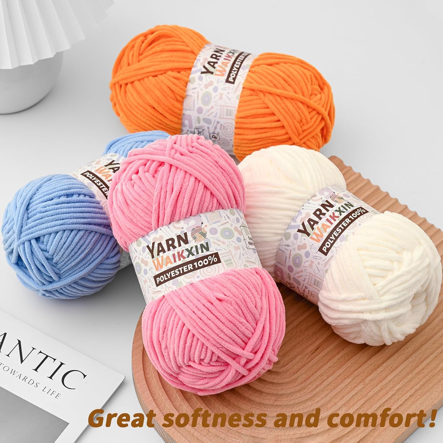 12 Pack Fluffy Chunky Chenille Yarn for Crocheting, Baby Yarn for Crocheting Soft Blanket, 1200g (1574yds) Bulky Yarn Set for Crochet Amigurumi & DIY Crafts C