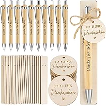 Black Ballpoint Pens, 20PCS Retractable Bamboo Pen, Personalized Pens with Pendant, Rope and Wooden Board, Gift for Wedding Guests, Work, Teacher, Graduation Gift