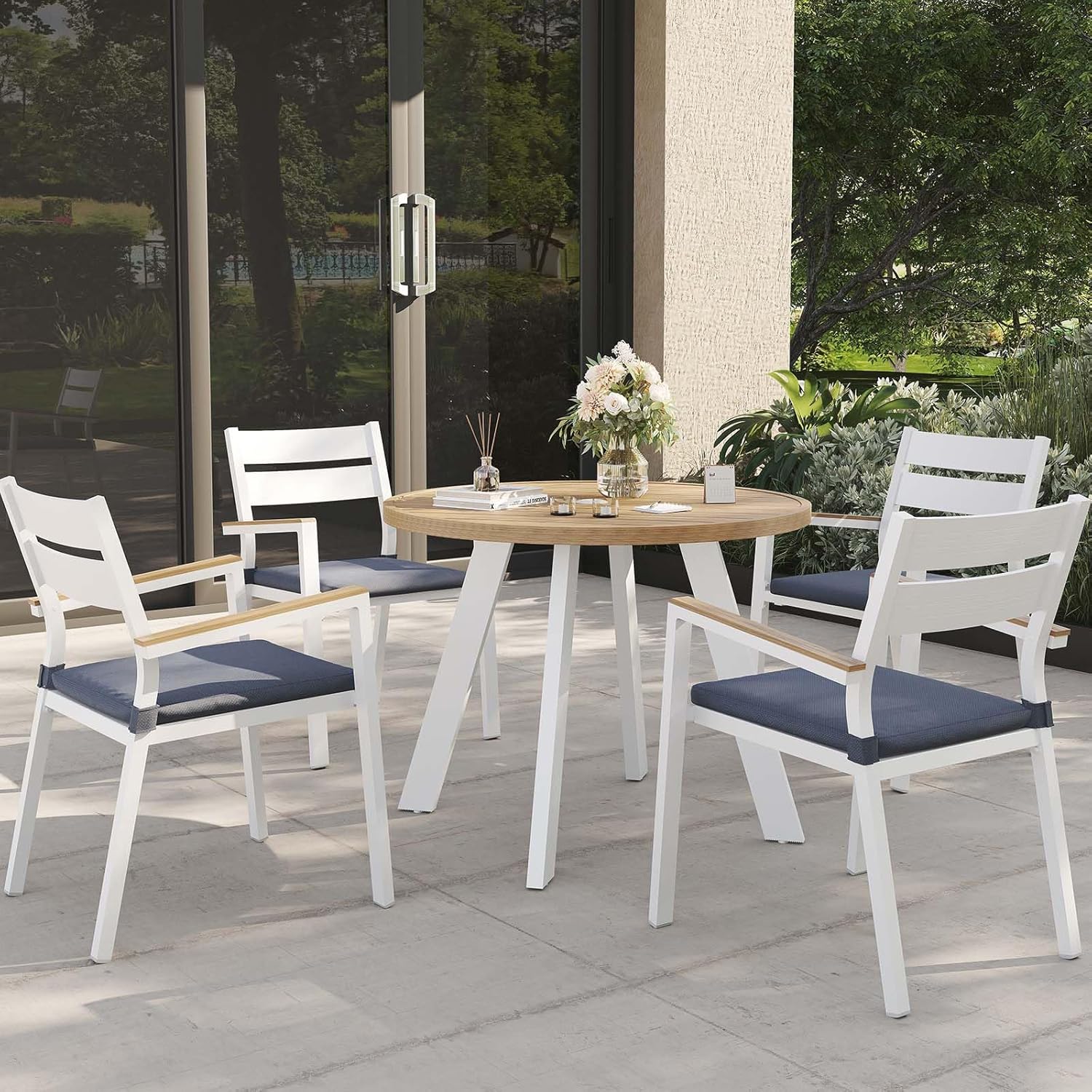 JOIVI 5 Piece Outdoor Dining Set, Aluminum Patio Furniture