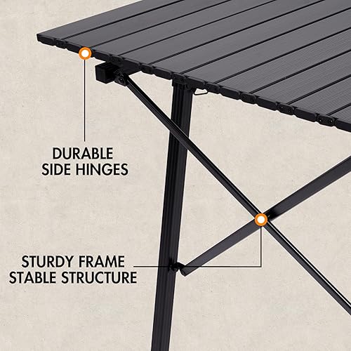 Miniatura 40 de Portal Mesa de camping portátil plegable ultraligera mesa de campamento plegable 4 patas ajustables de aluminio enrollable con bolsa de transporte