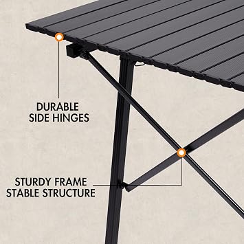 Portal Camping Tables That Fold up 120x70cm Picnic Table Folding with Height Adjustable Legs 4ft Portable Collapsible Aluminium Rollup Outdoor Lightweight Foldable for Beach Fishing Garden BBQ