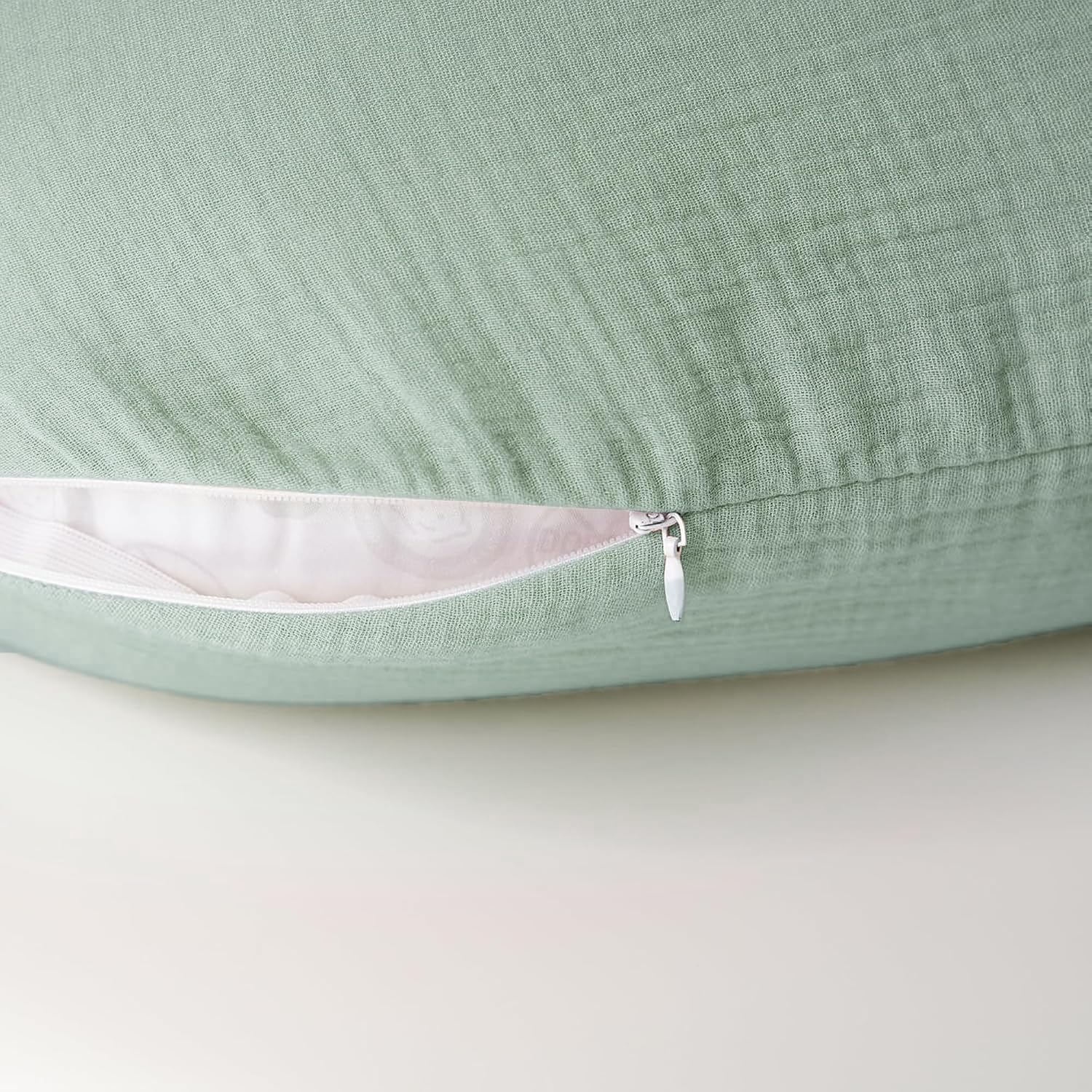 Konssy 2-Pack 100% Cotton Muslin Nursing Pillow Covers, Soft Cover for Baby