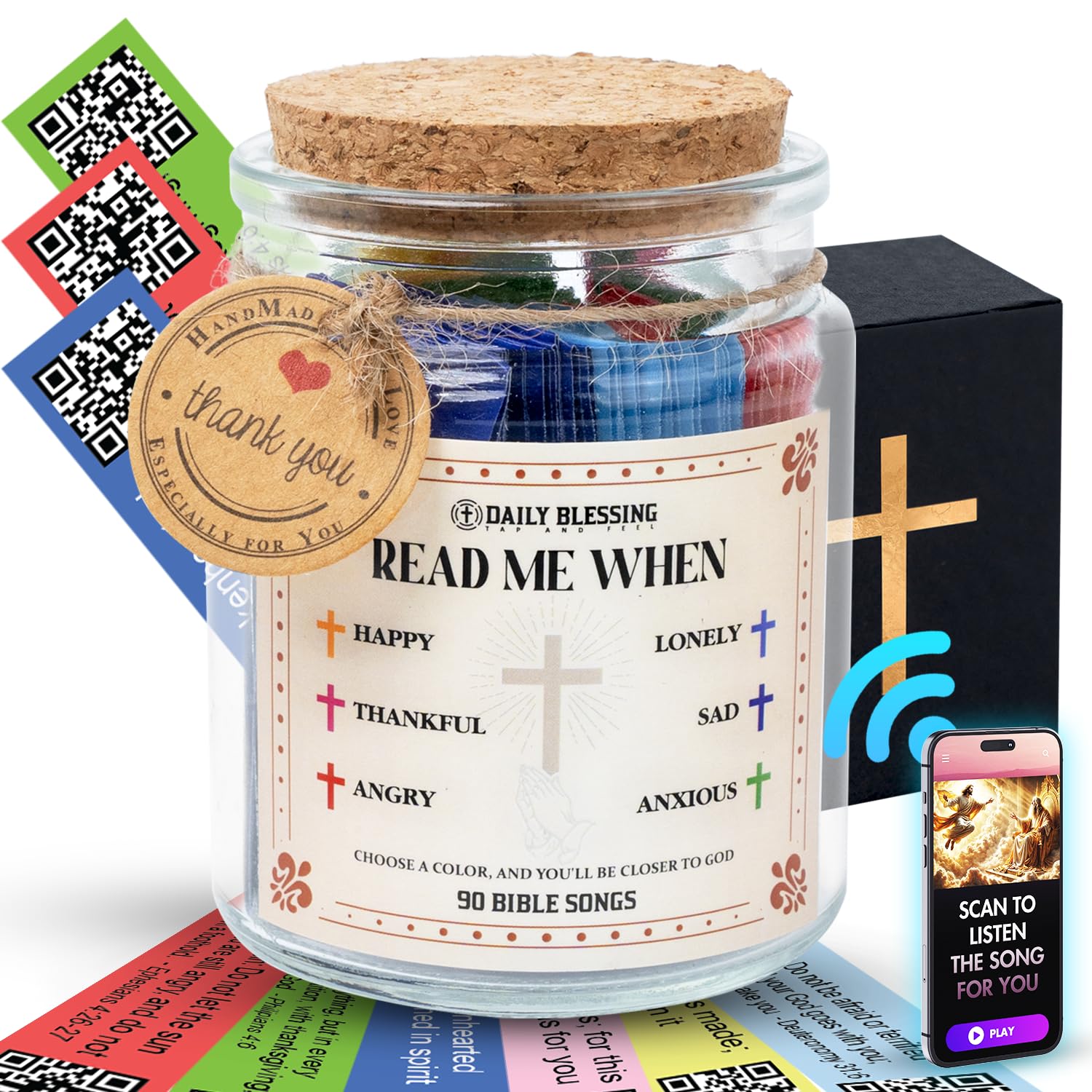 Bible verse jar - Christian Christmas gifts for women, mom, dad, teen, wife - christian gifts, Mother in law birthday gift, Back to college dorm decor, christian home decor, bible accessories women