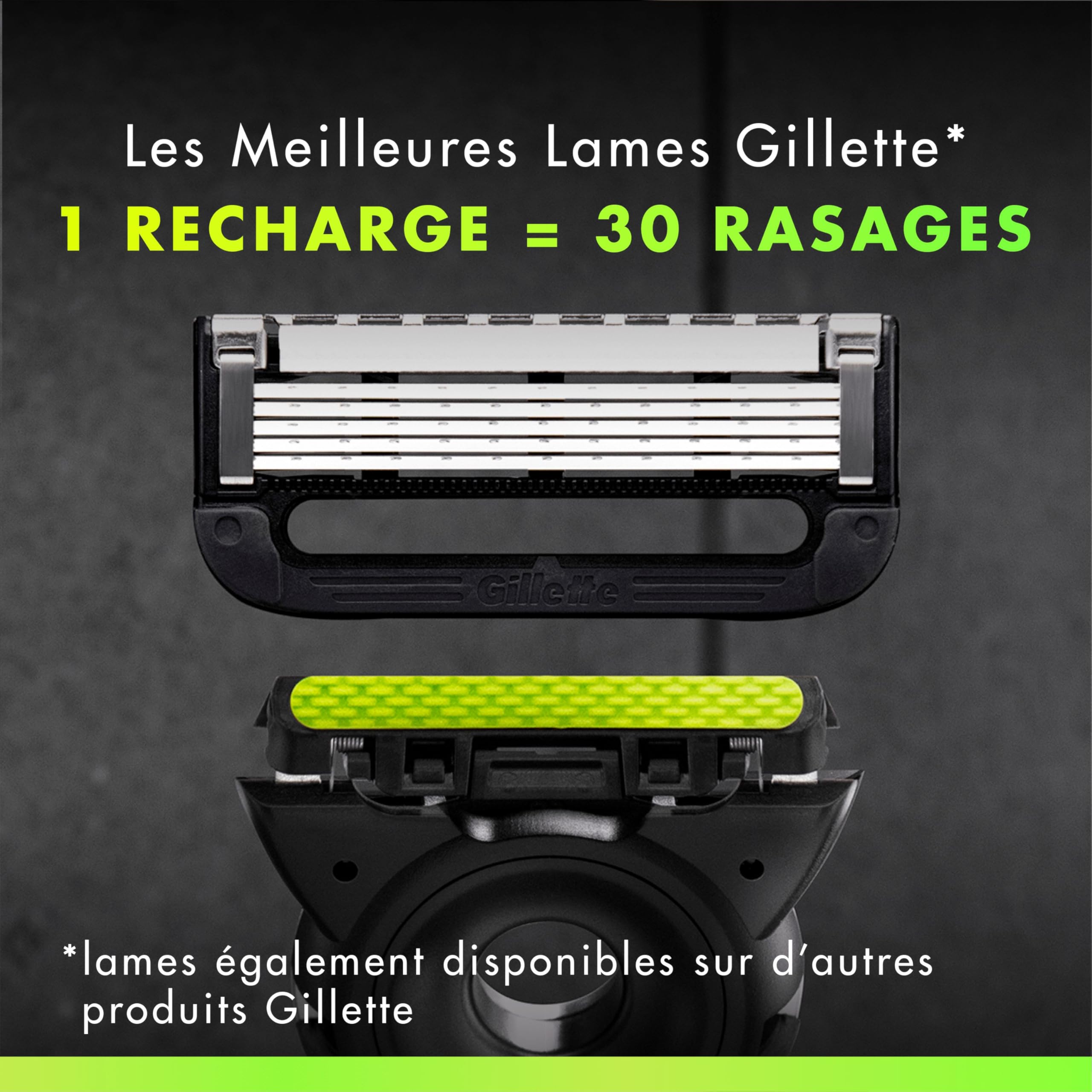 Gillette Labs Rasoir Homme, avec 5 Recharges, Argent – Manche Réutilisable en Métal, Cartouche de Rechange à Lames Affutées, Rasage Efficace avec la Technologie FlexDisc 2D
