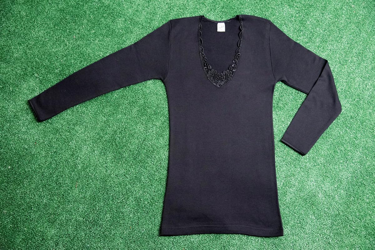 Set da 3 Maglie Donna Manica Lunga Cotone Caldo, Maglietta Intima Termica