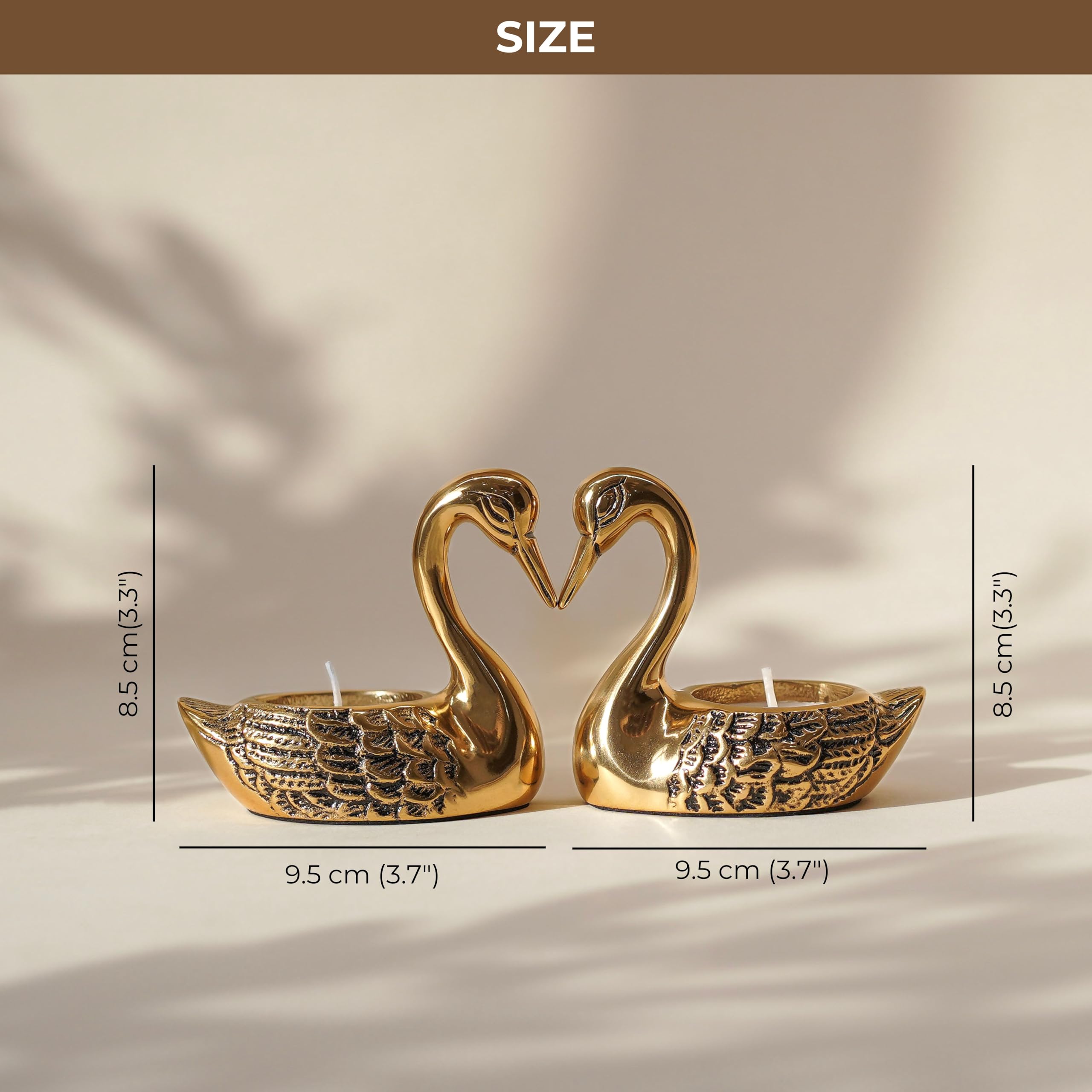 Golden Love Swans Tea Light Holders - FREE SHIPPING -4