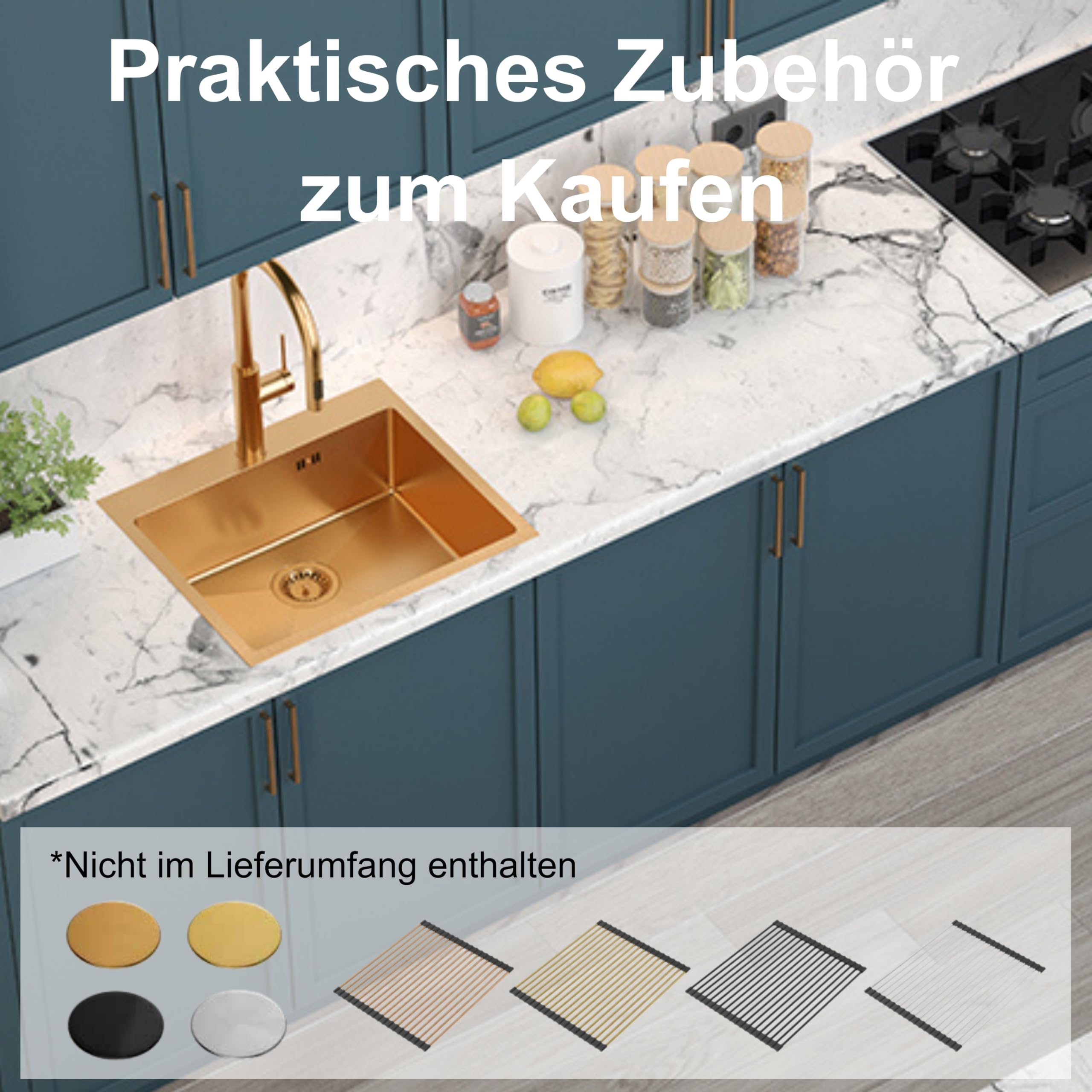 QUADRON Spülbecken Edelstahlspüle | Größe 55 x 48 cm Farbe: Silber | Einbeckenspüle RUSSEL 110 Einzelbecken Küchenspüle mit Stahlkammer Edelstahl Stahlspüle | mit Siphon und Schraubverschluss