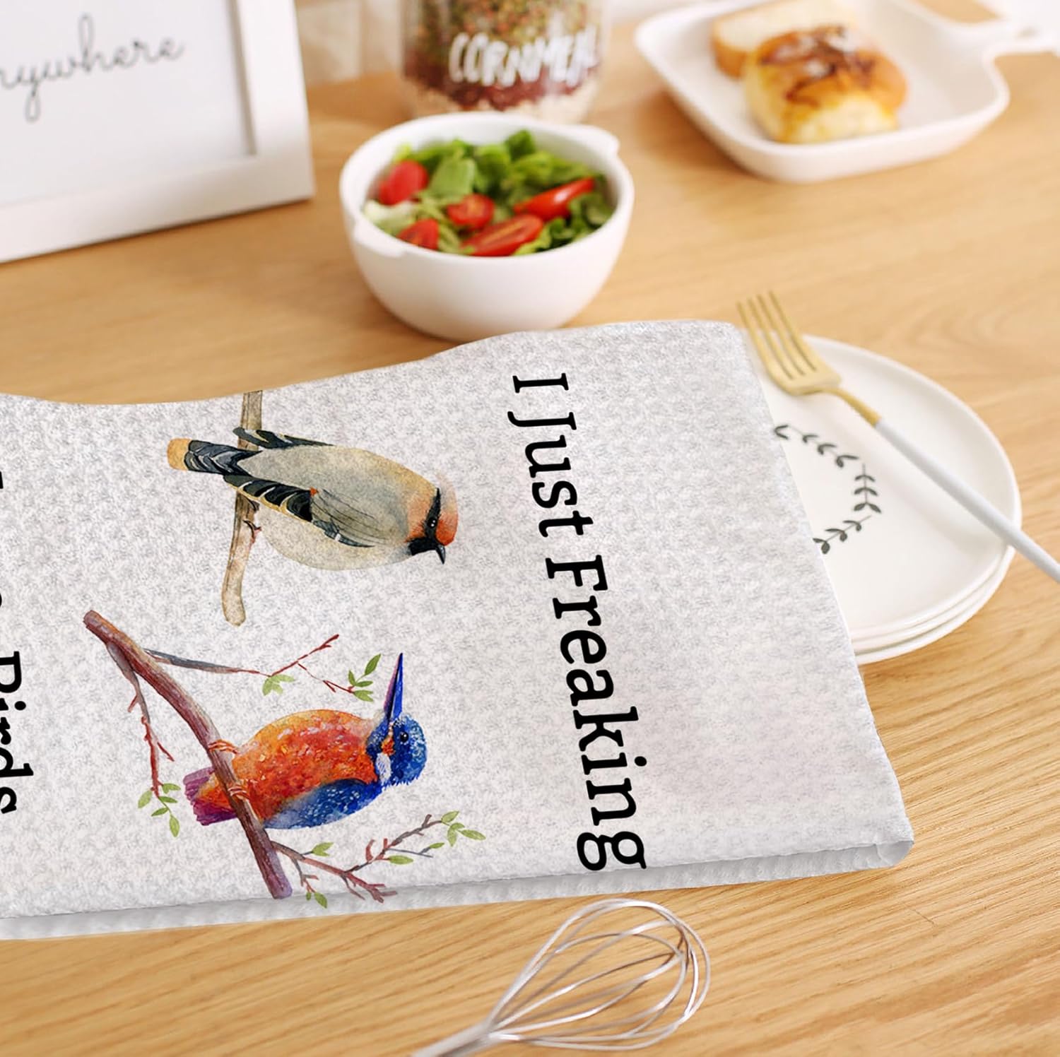 HIWX Bird Kitchen Towels, I Just Freaking Love Birds Okay Decorative Dish Tea Towels, Bird Gifts for Lovers Women Hand Towels for Bathroom Kitchen Decor 16x24 Inches - Image 3