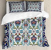 Vista 204 de Ambesonne Juego de funda de edredón color menta, líneas onduladas horizontales a rayas blancas abstractas de tonos suaves, exhibición de arte