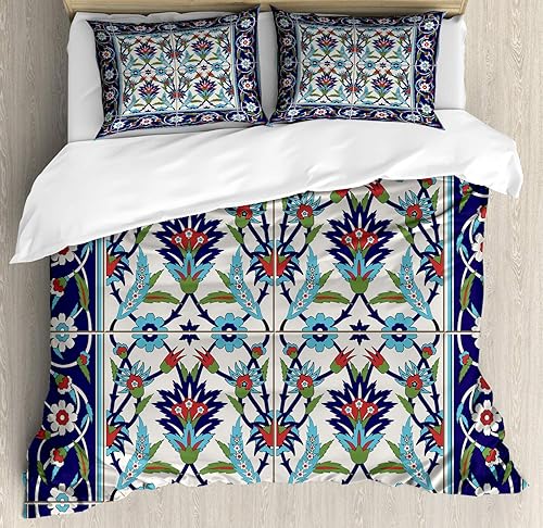 Miniatura 204 de Ambesonne Juego de funda de edredón color menta, líneas onduladas horizontales a rayas blancas abstractas de tonos suaves, exhibición de arte