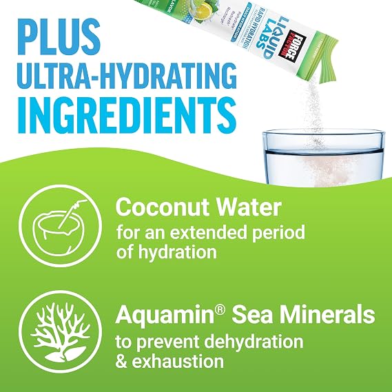 Force Factor Liquid Labs Electrolytes Powder Packets | Hydration Packets to Make Electrolyte Water, 5 Electrolytes, Vitamins, Minerals & Antioxidants, Lemon-Lime, 20 Stick Packs