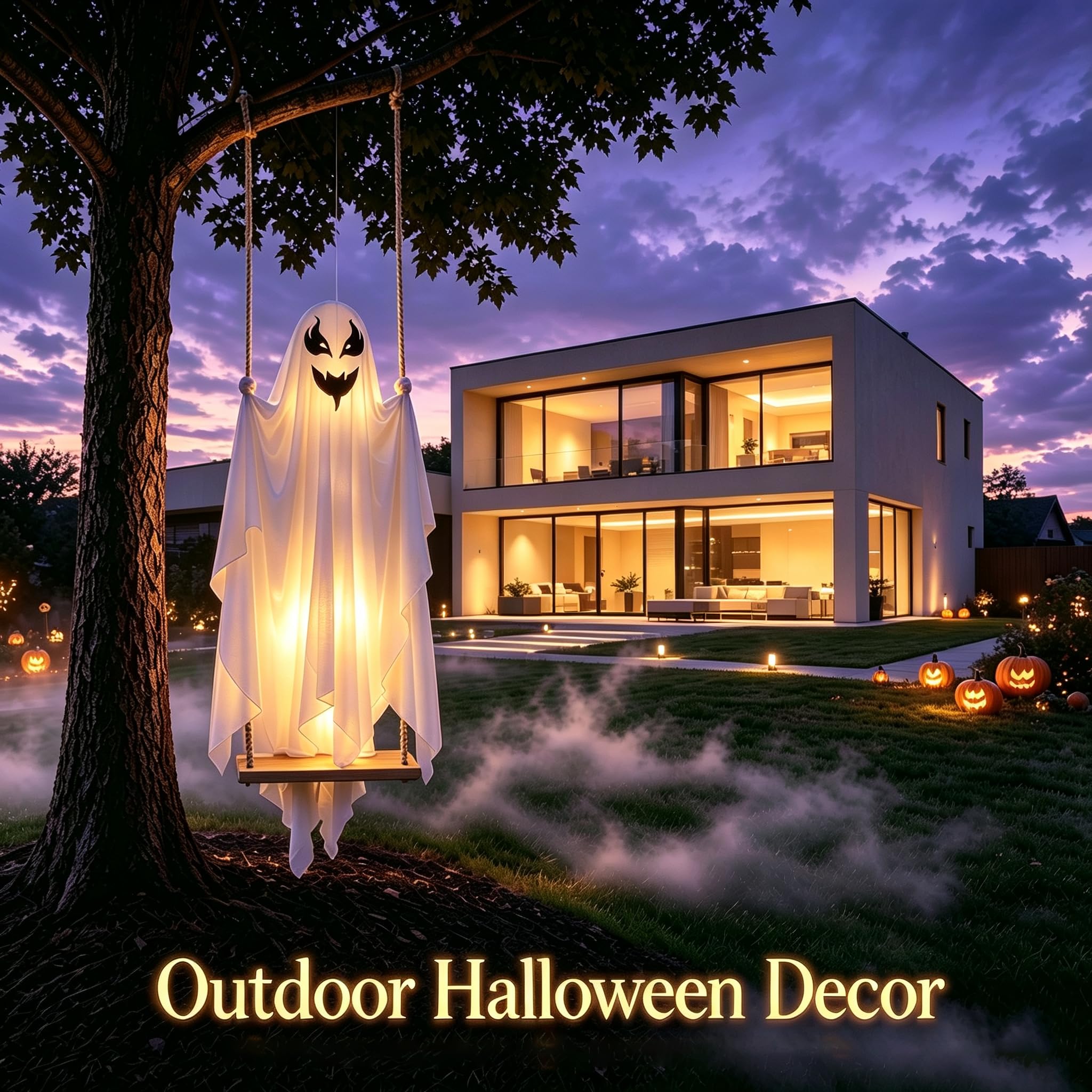 SNZ Decoración de Halloween al aire libre, 2 unidades de espíritu oscilante
