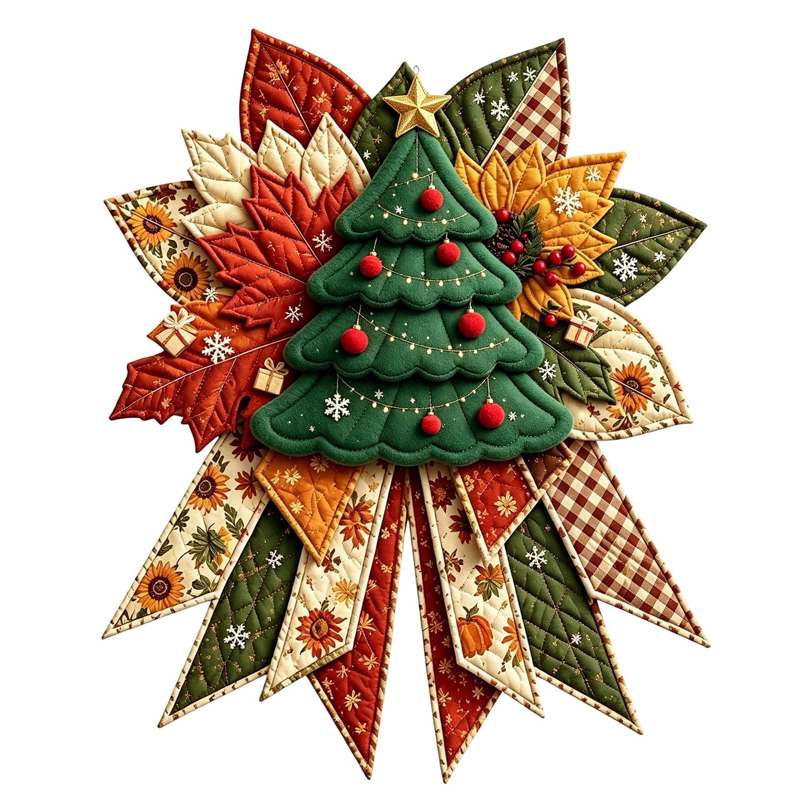 Christmas Large Patchwork Bow Sewing Kit 40cm DIY Door Hanging Craft