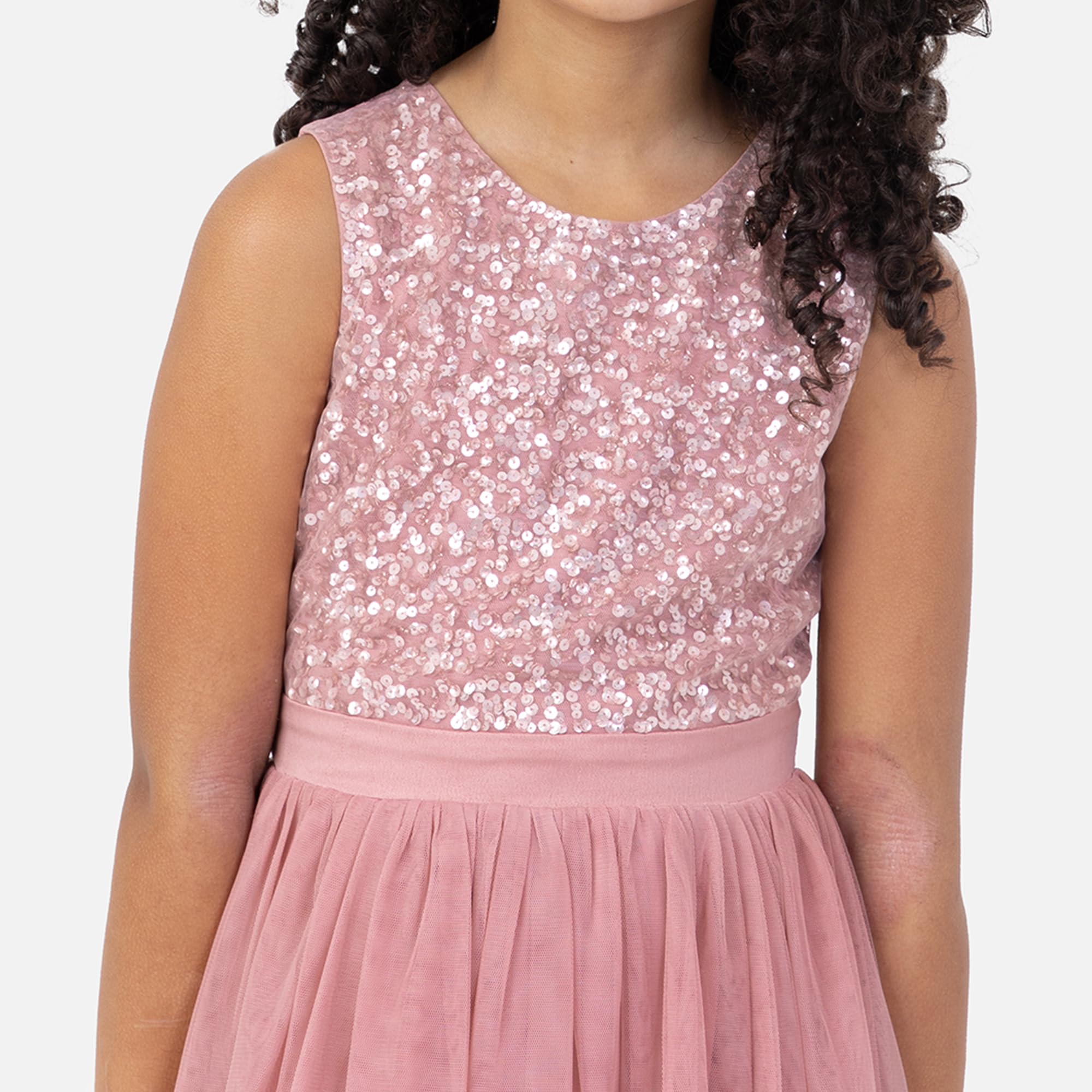 Maya Deluxe Mädchen Paillettenverziertes Hochzeit Und Geburtstag Festlich Mit Bandschleife Brautjungfernkleid Kleid – Bild 3