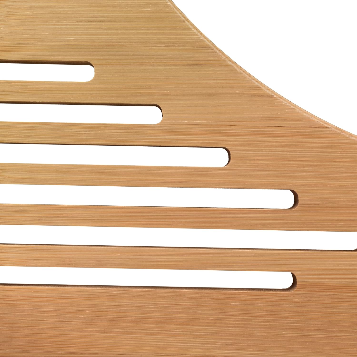 Close-up view of the slatted bamboo surface of the Relaxdays Toilet Stool