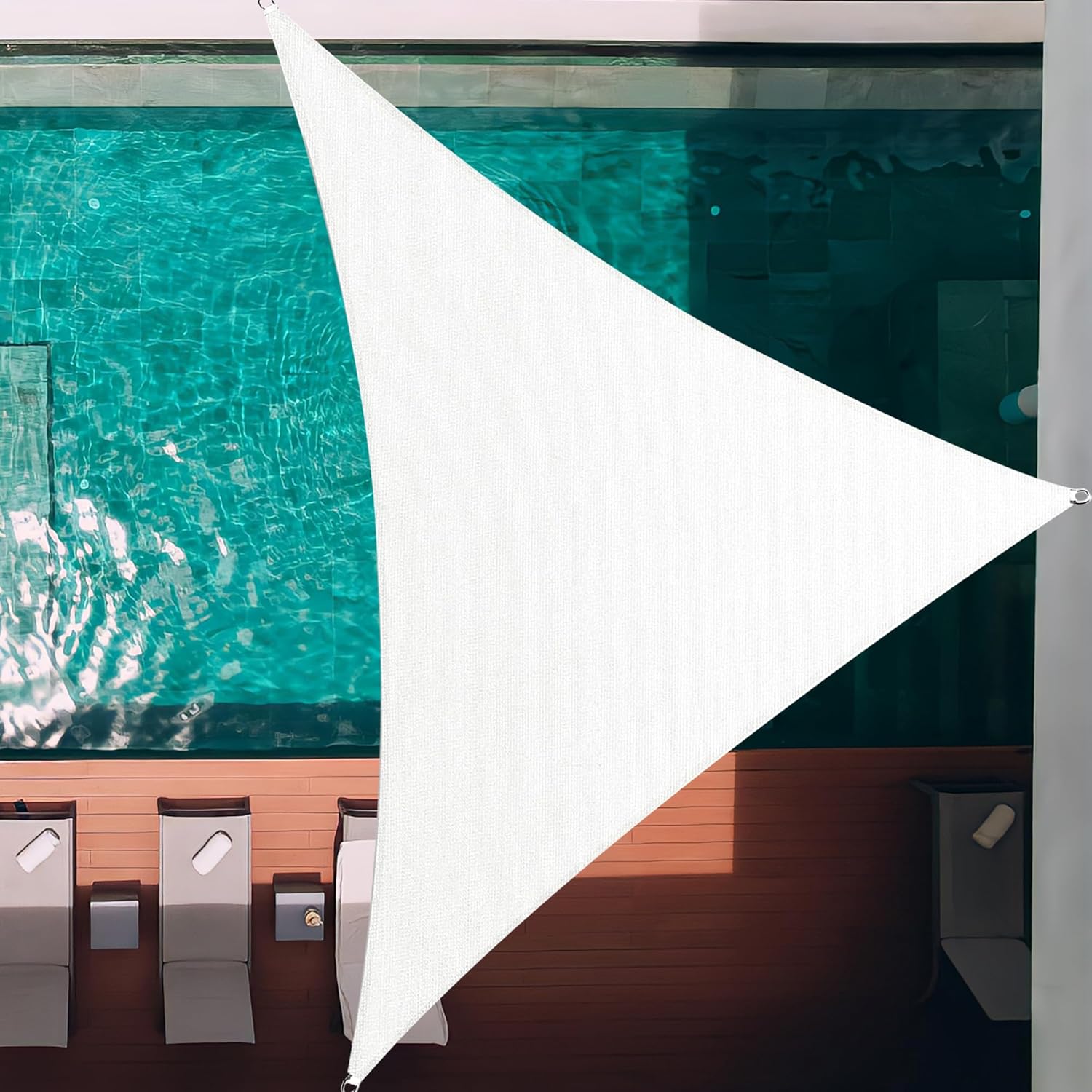 32' x 32' x 32' White Triangle Sun Shade Sail (ssET32) Sun Block Canopy Awning Commercial Grade 190 GSM Permeable UV Block for Outdoor Garden Backyard