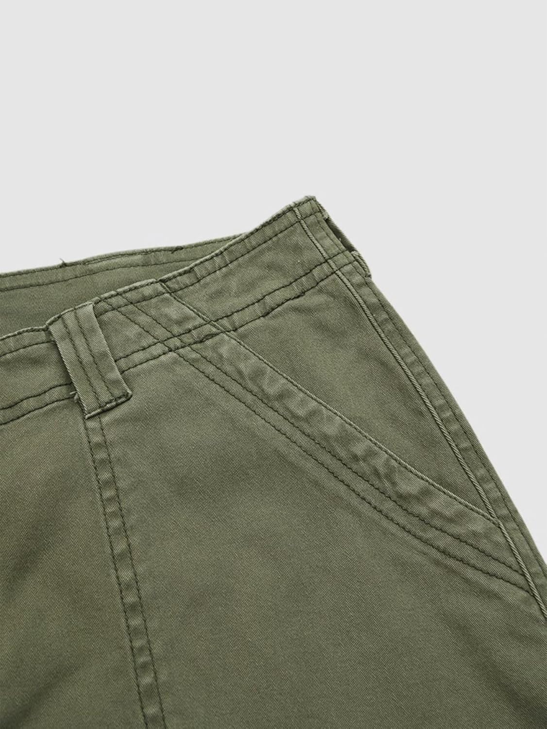 Flamingals Wide Straight Leg Cargo Pants for Women Mid Waist High Stretchy Vintage Solid Multi Flap Pocket Long Work Pants - Image 4