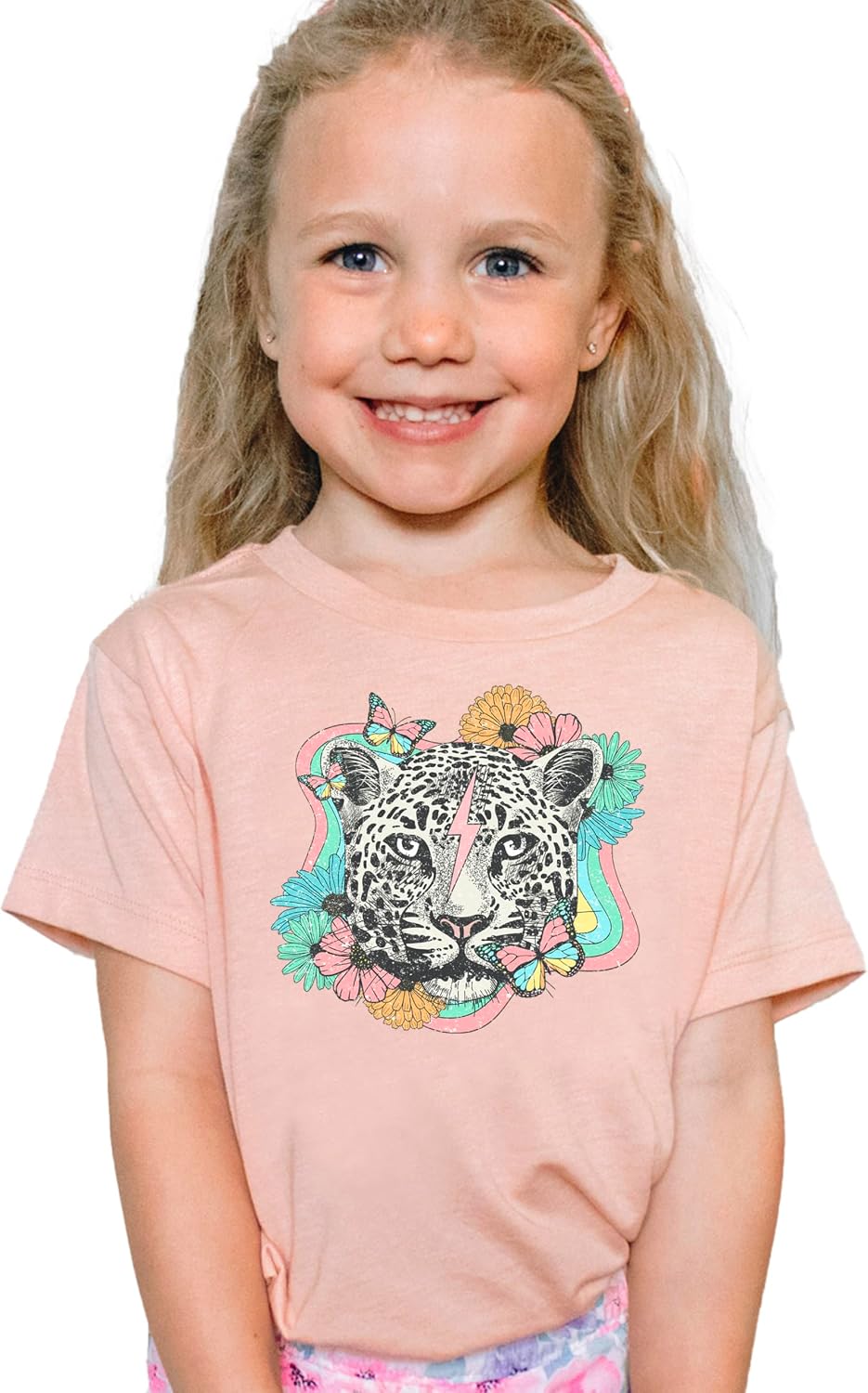 Olive Loves Apple Retro Leopard and Flowers Everyday Shirt and Bodysuit for Girls Colorful Girly Leopard Tee