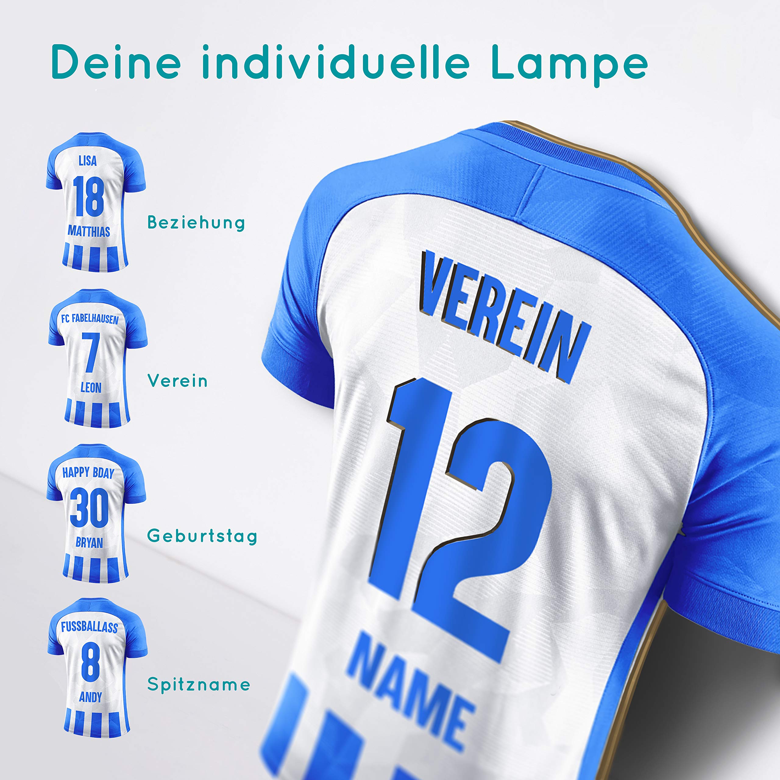 Elbeffekt Trikotlampe für Berlin Fans aus Holz - personalisierbares Geschenk - schenke Dein individuellen Berlin Fanartikel aus Echtholz