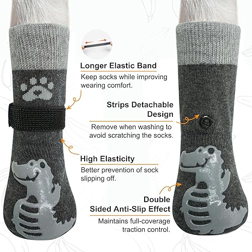 Miniatura 4 de BEAUTYZOO Calcetines antideslizantes para perros para evitar lamer patas, zapatos de perro para pavimento caliente, protector de agarre de pata de