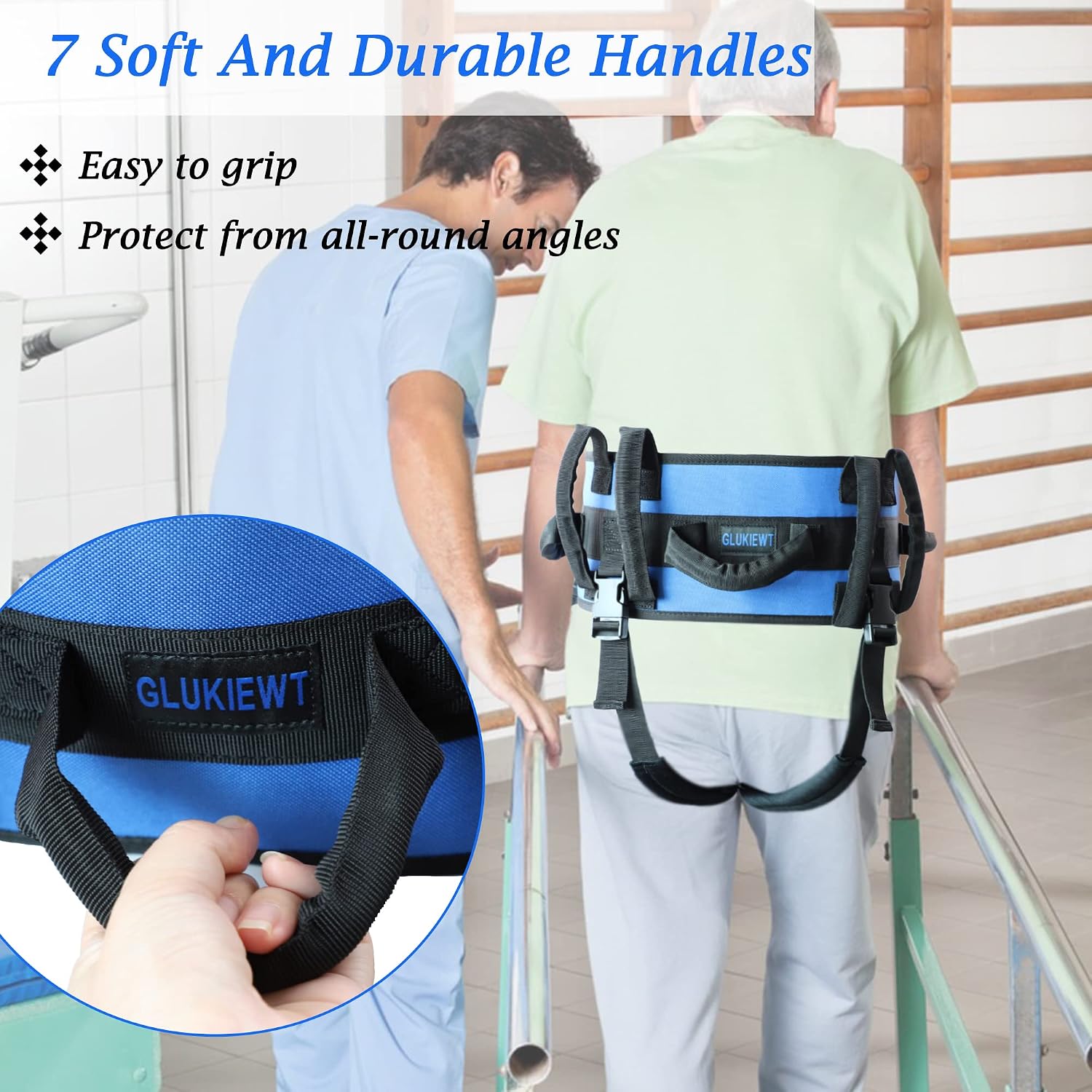 Gait Belt with Handles and Leg Strap for Seniors Transfer Lift Belts for Elderly Widen Mobility Gate Belt Medical Aid Walking Support Belts with Quick Release Buckle Fit 34" -57" Waist