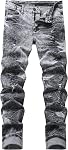 Men's Ripped Jeans,Slim Fit Distressed Straight Leg Fashion Denim Pants