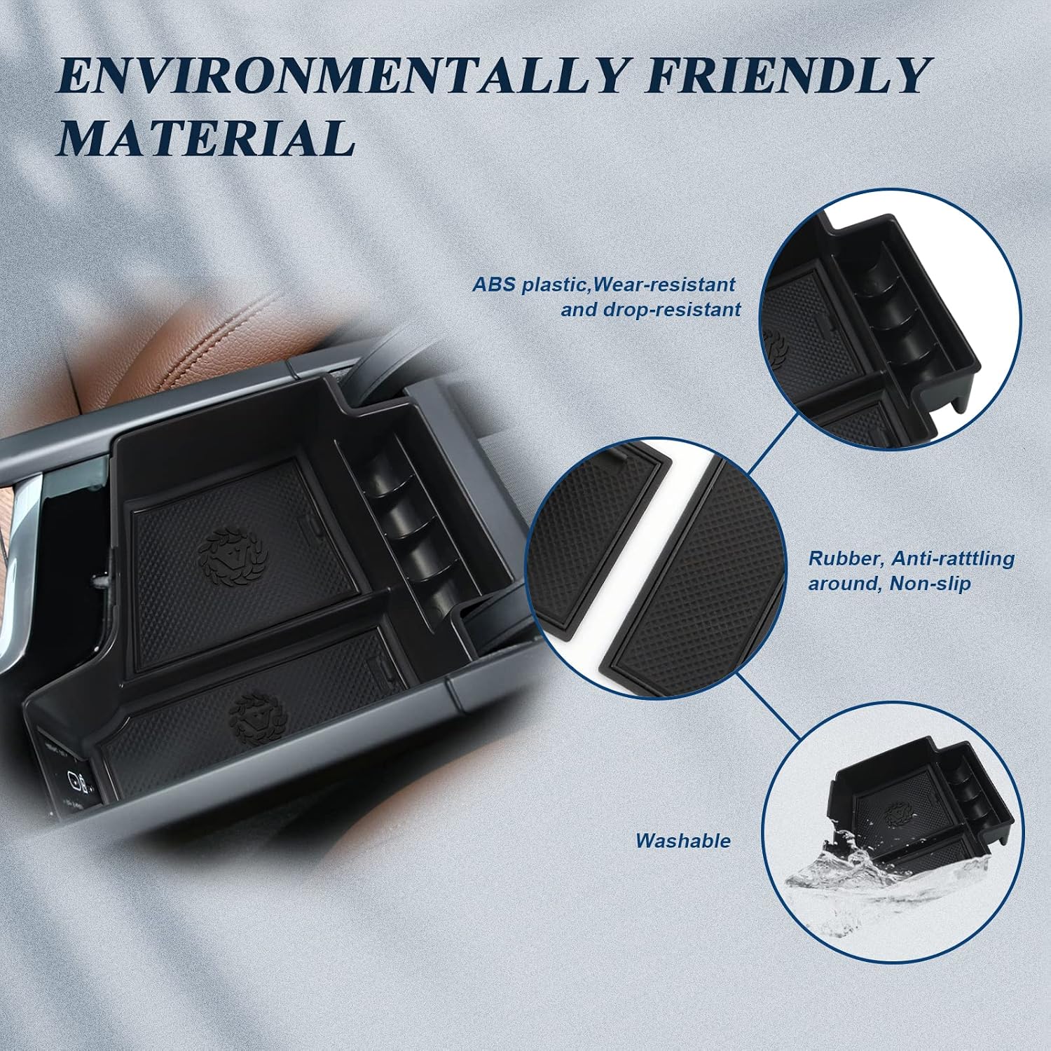 BIBIBO 2023 2024 XC60 XC90 S90 V90 Center Console Organizer for 2018-2023 2024 Volvo XC60 V60 S60 S90 V90 XC90 Insert Armrest Storage Box Tray,2022 XC60 Accessories Glove Pallet Organizer (Black-Trim)