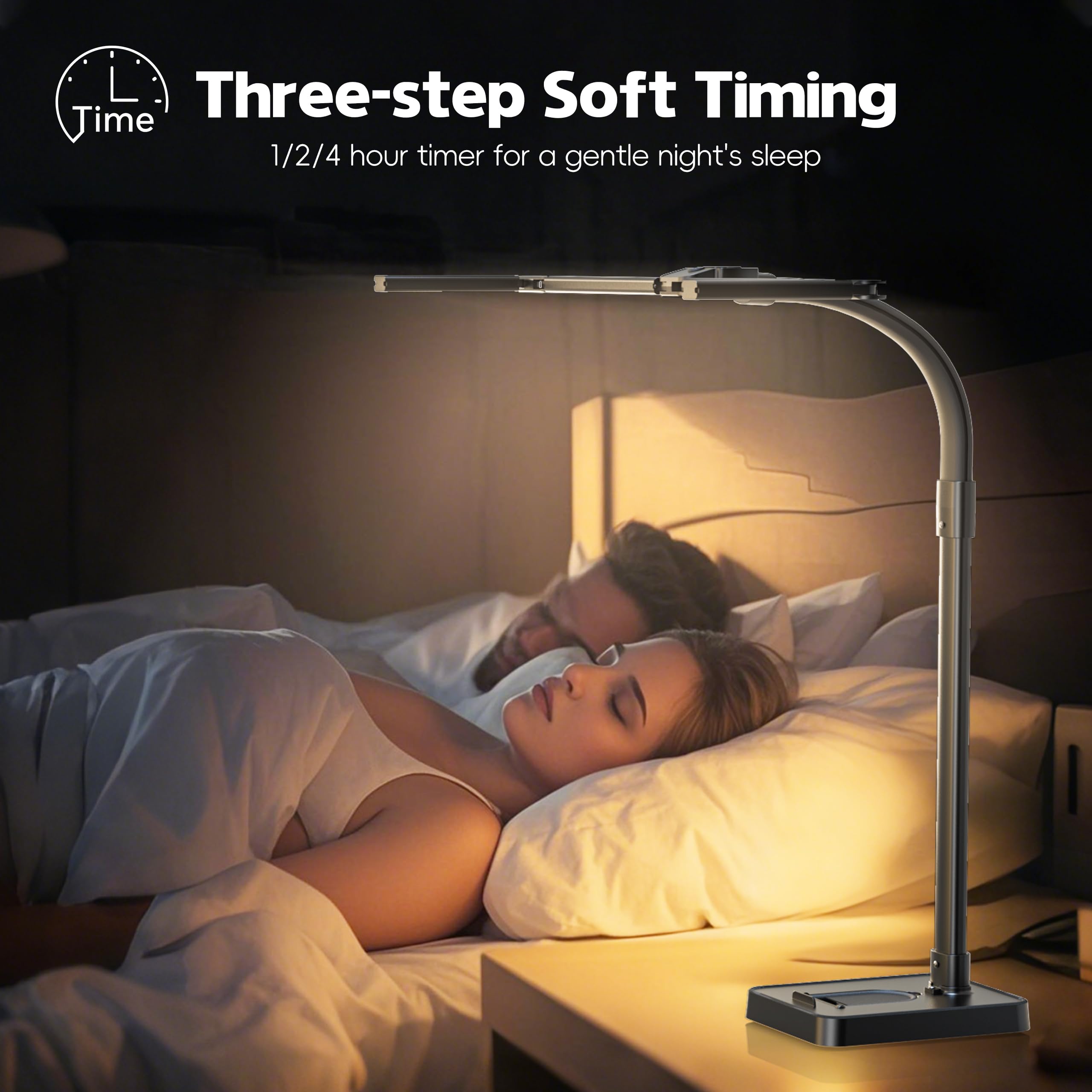 GAEFURY Schreibtischlampe LED Dimmbar, 24W 106CM Schreibtischlampe mit Einstellbare 4-Segment-Lichtleiste,1800LM Augenschutz Tageslichtlampe Schreibtisch mit Fernbedienung,Büro Tischlampe