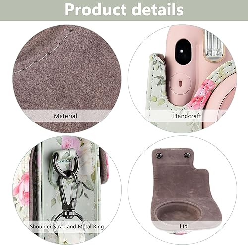 Miniatura 4 de Yoption Funda para cámara instantánea compatible con Instax Mini 1211988+, bolsa de piel sintética para cámara con bolsillo y correa de hombro