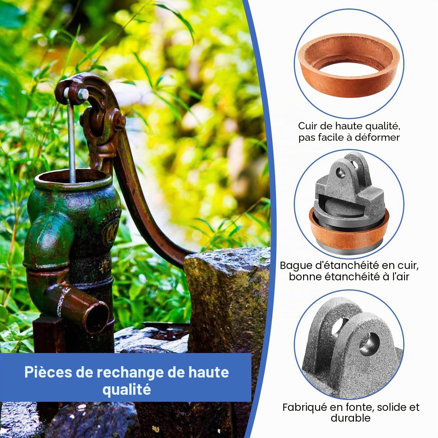 Piston pour Pompe à Bra de Type 75 Joint Perfectdraft Valve Perforée au Nez，Kit Joint Torique Pièces de Rechange pour Pompe a Eau Manuelle Convient pour les Jardins, les Puits et les Fontaines