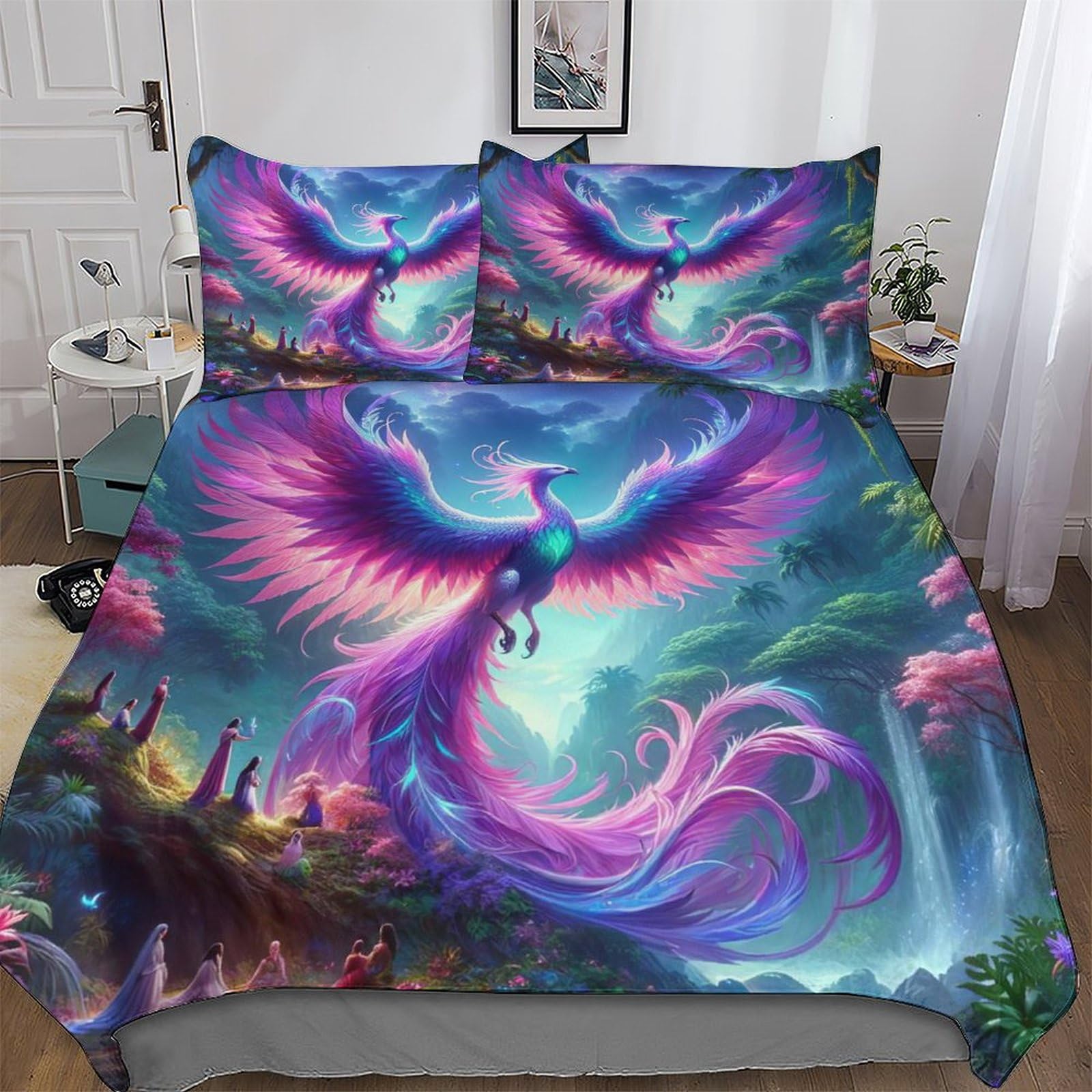 Parure de lit de microfibre coton super douce housse de couette King Phénix