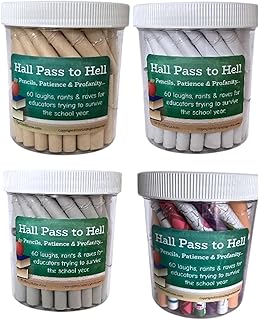 Hall Pass to Hell – Snarky Teacher Affirmation Jar | 60 Sarcastic Scrolls | Funny Gift for Educators, Coworkers, Teacher Burnout Survival (Steel Grey)