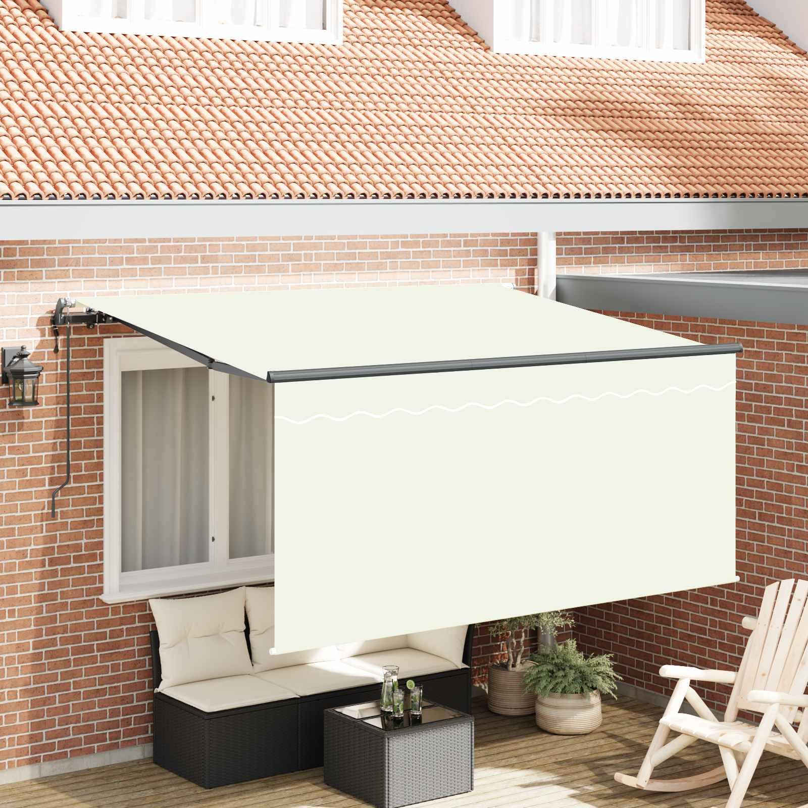 Auvent jardin télécommande motorisé avec toile polyester crème