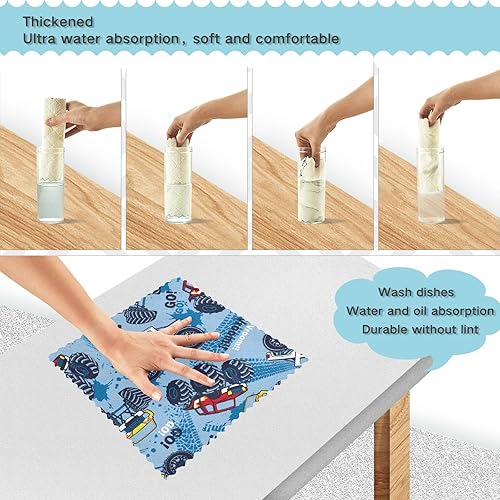 Miniatura 4 de FRODOTGV Cars Tire Mark Quality Decor Home Kitchen Towels Absorbent 6 Pack Microfiber Drying Towel Kitchen for Restaurant Table