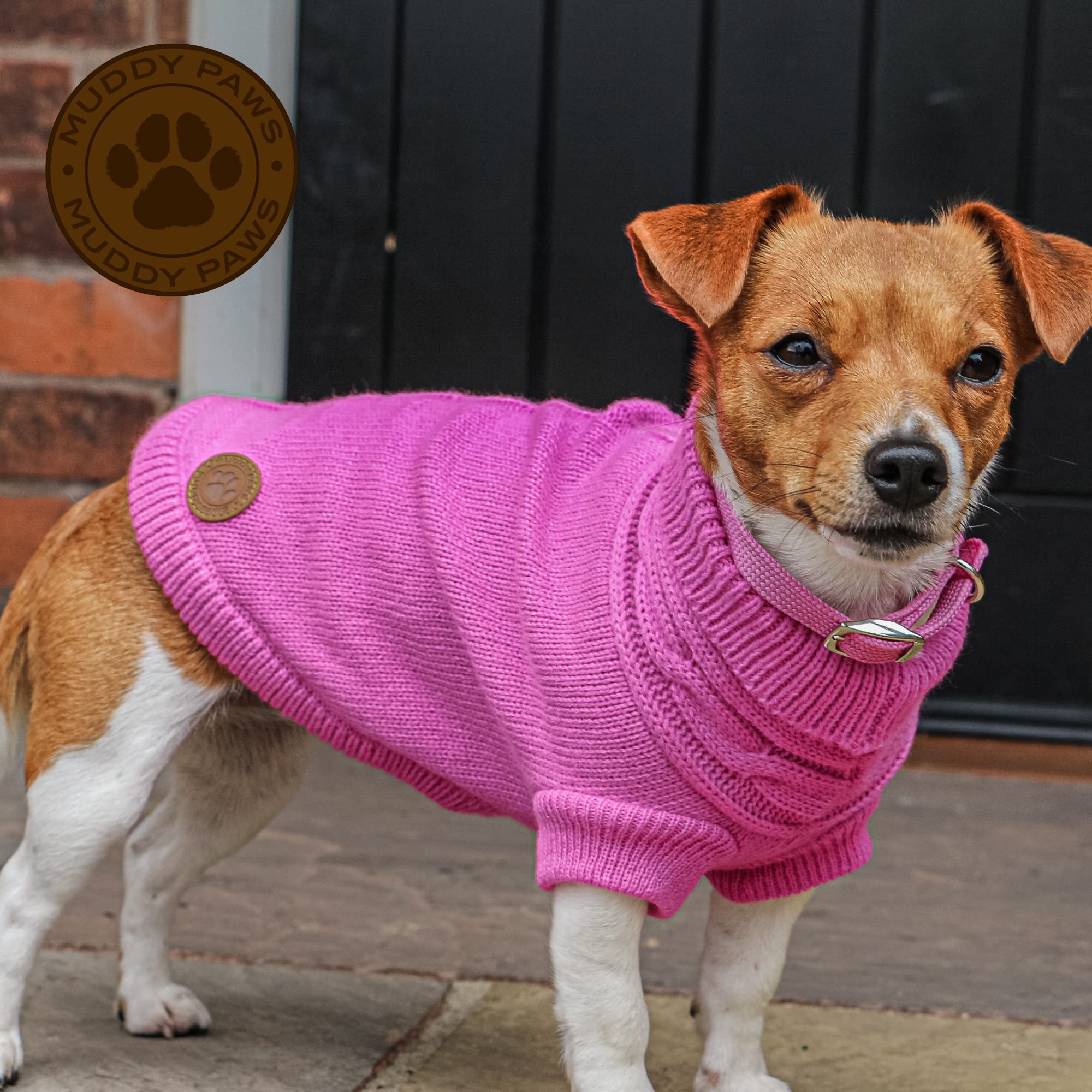 Ancol Pink Cable Knit Dog Jumper X Small (25Cm Length), XS - Image 2
