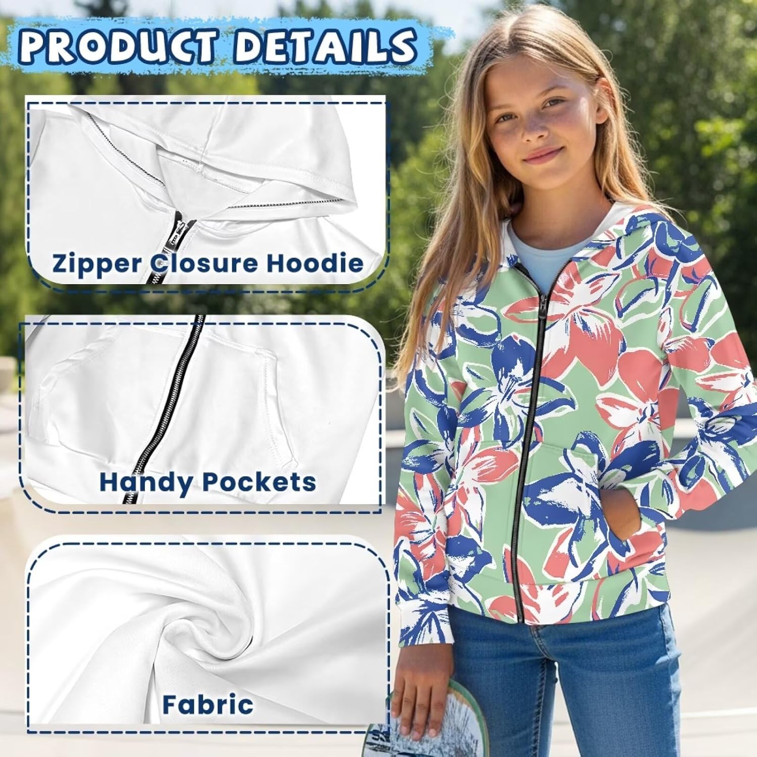 Kids Zip Up Hoodies Long Sleeve Casual Elastic Sweatshirt Fleece Warm Fall Winter Jacket Soft Loose Comfort Tops
