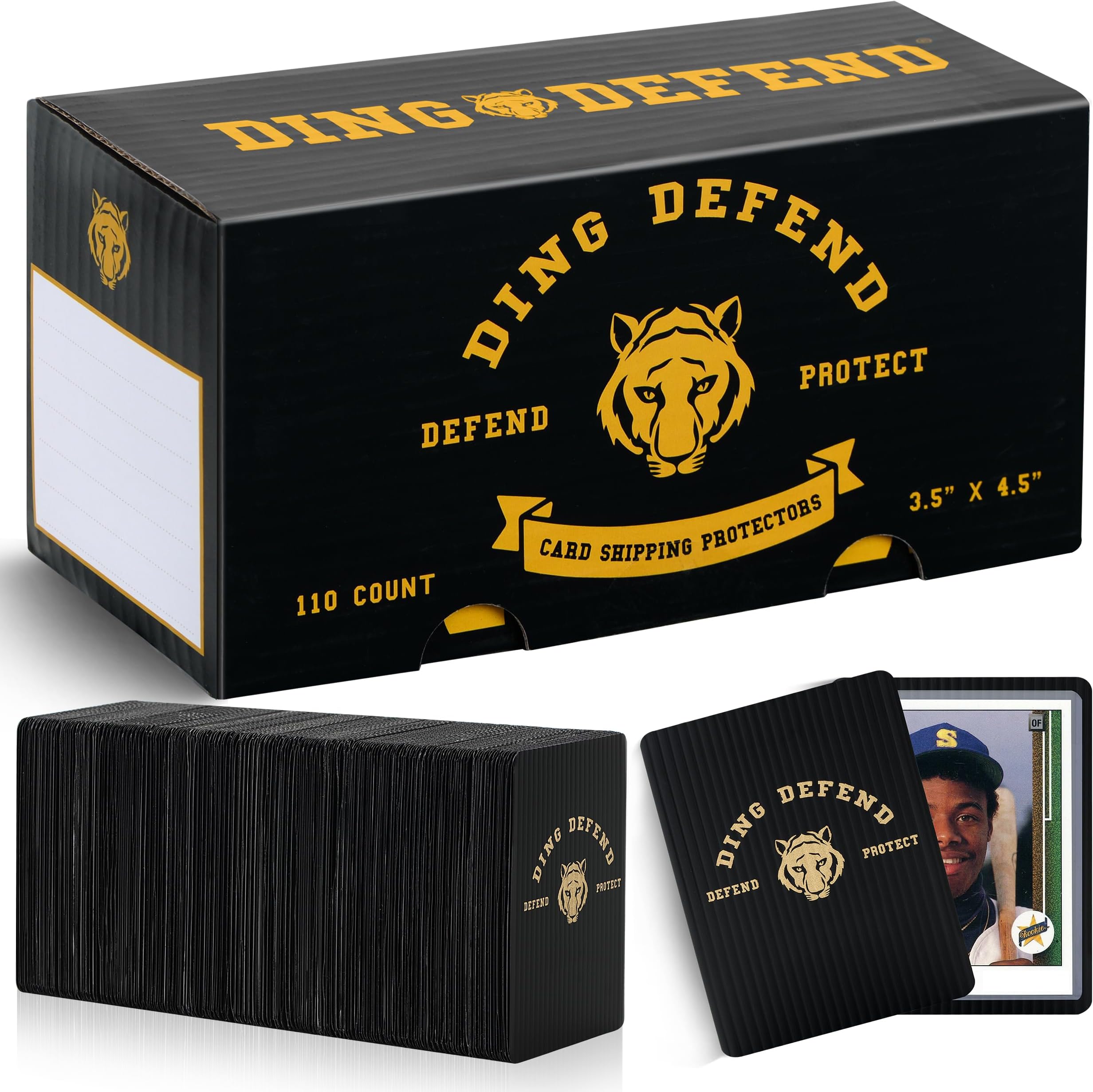 110 Pack Ding Defend Trading Card Shipping Protectors Card Slabs - Tiger Design