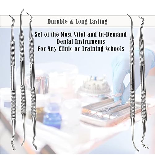 Miniatura 9 de Herramientas dentales profesionales, kit de cuidado bucal, kit de higiene dental de acero inoxidable con raspador de dientes, pinzas para sarro,