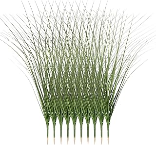 COHEALI 10pcs Artificial Reed Grass Stems Fake Plant Decor Deep Green 56cm Long Simulation Grass ...